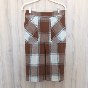 L.A.M.B Gwen Stefani Plaid Wool Pencil Skirt Size 4 Brown White